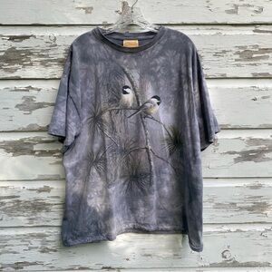 Vintage 90s 80s single stitch Mountain gray tie-dyed bird t-shirt XL